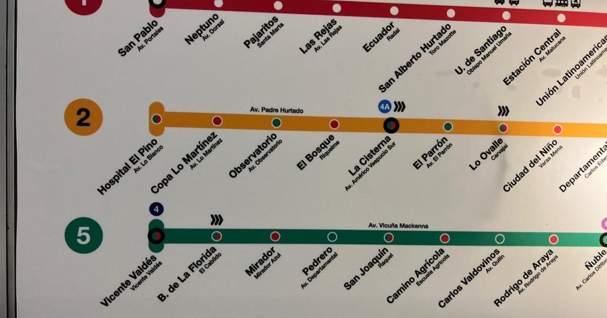 Mapa de Metro con las nuevas estaciones de la Línea 2 - La Tercera
