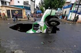 Enorme socavón en México “se tragó” un camión en segundos