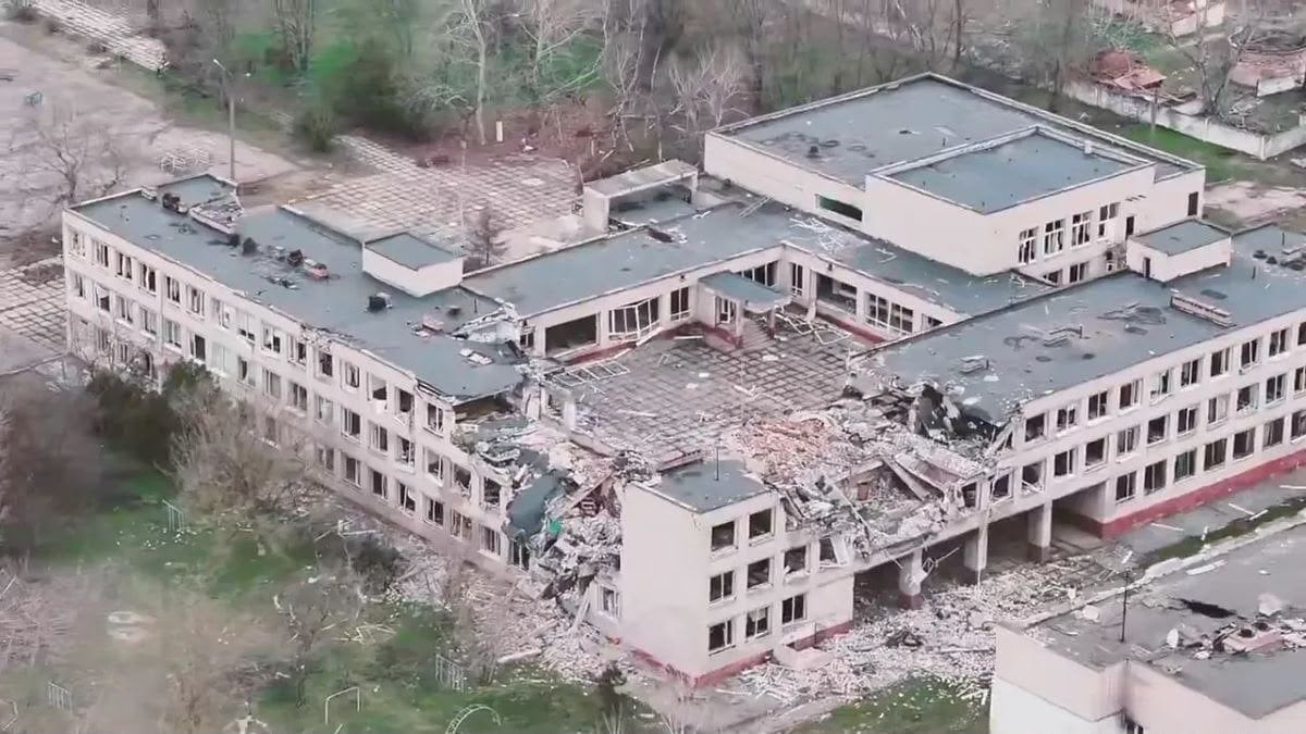 Imagen aérea de la ciudad de Oleshky. Foto: Cuenta de X del ministro de Relaciones Exteriores de Ucrania, Andrii Sybiha.