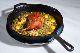Risotto de arroz con pollo a la cerveza