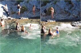 Insólito: grupo de mujeres se lava el pelo con shampoo en Radal Siete Tazas