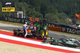 Red Bull sufre de local: Kimi Antonelli choca a Max Verstappen y lo deja fuera del GP de Austria