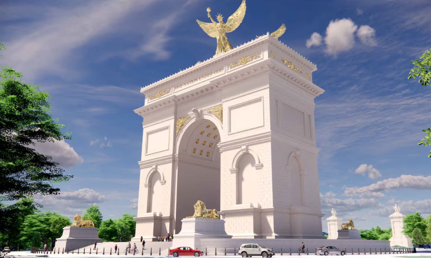 Trump anuncia que “arco del triunfo” que planea construir en Washington también funcionará como complejo militar