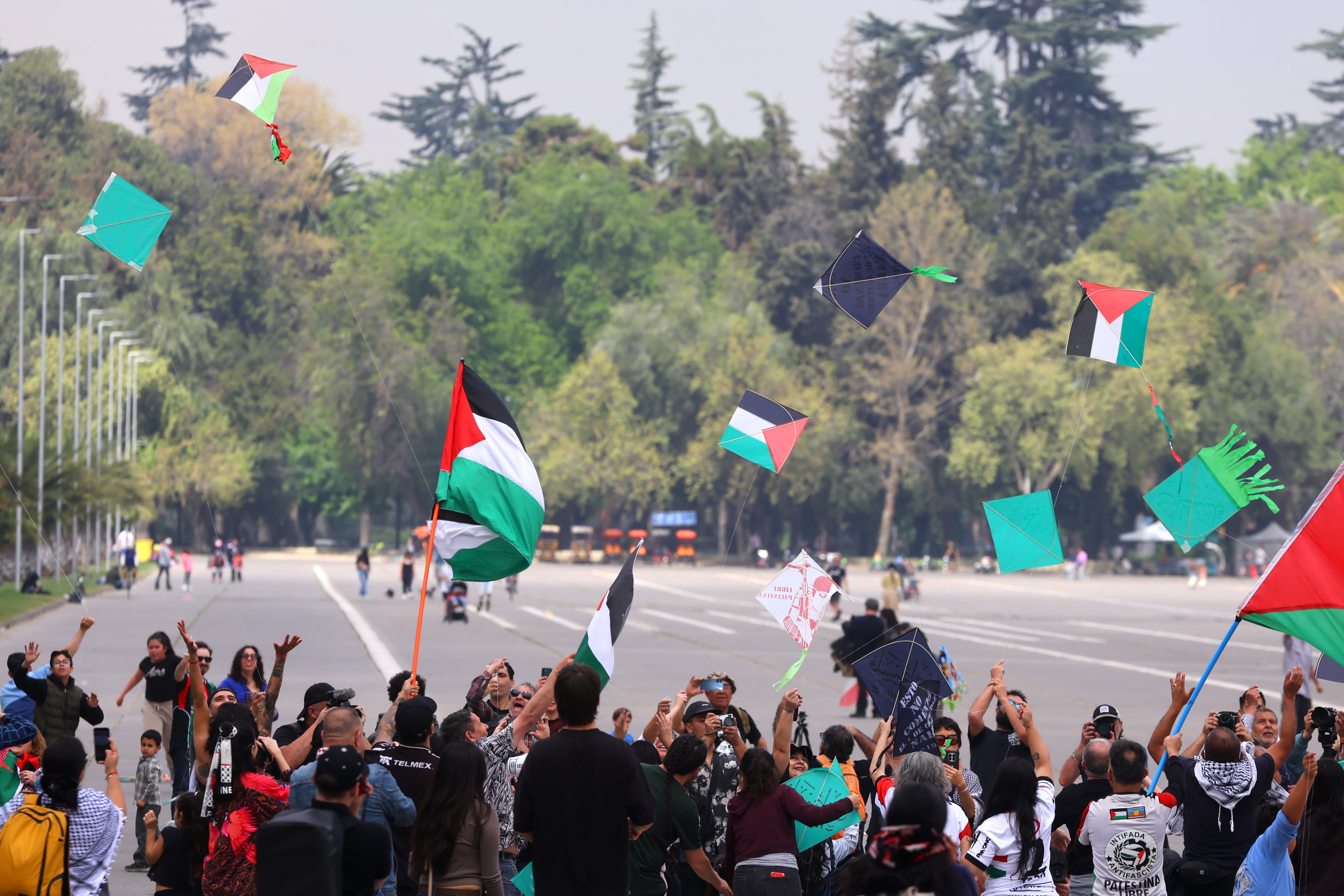 Jornada de volantines por Palestina reúne a cerca de mil personas en el Parque O’Higgins