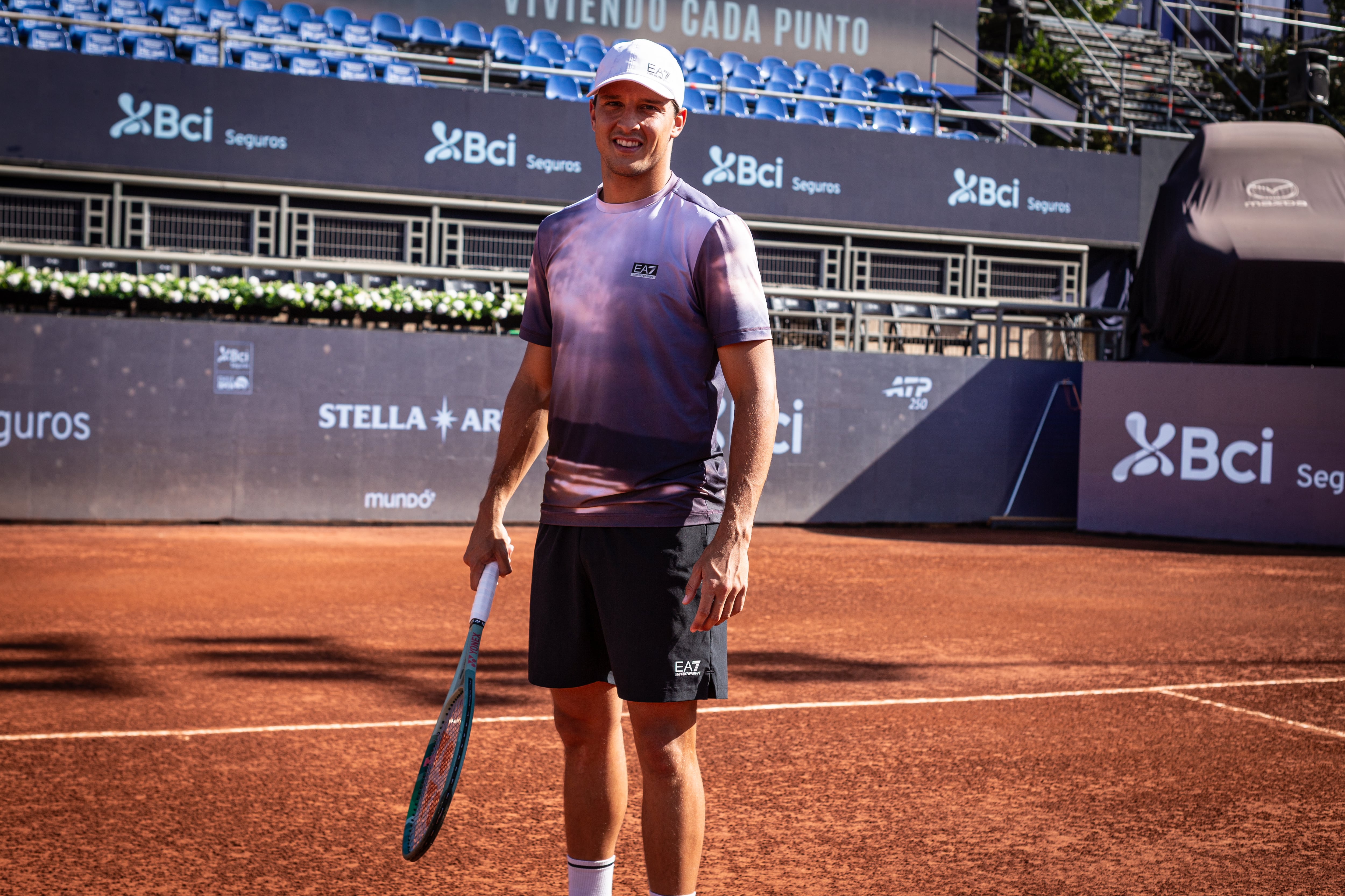 Luciano Darderi entrenó en la cancha central del BCI Seguros Chile Open. Foto: Gustavo Pineda.