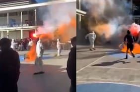 Barricadas en el liceo Lastarria: overoles blancos protagonizan nuevos incidentes