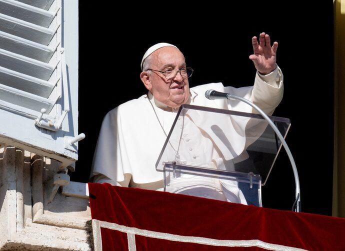 Pope Francis leads the Angelus prayer at the Vatican