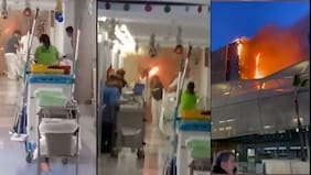 El dramático momento en que pacientes son rescatados de un incendio en un hospital en España
