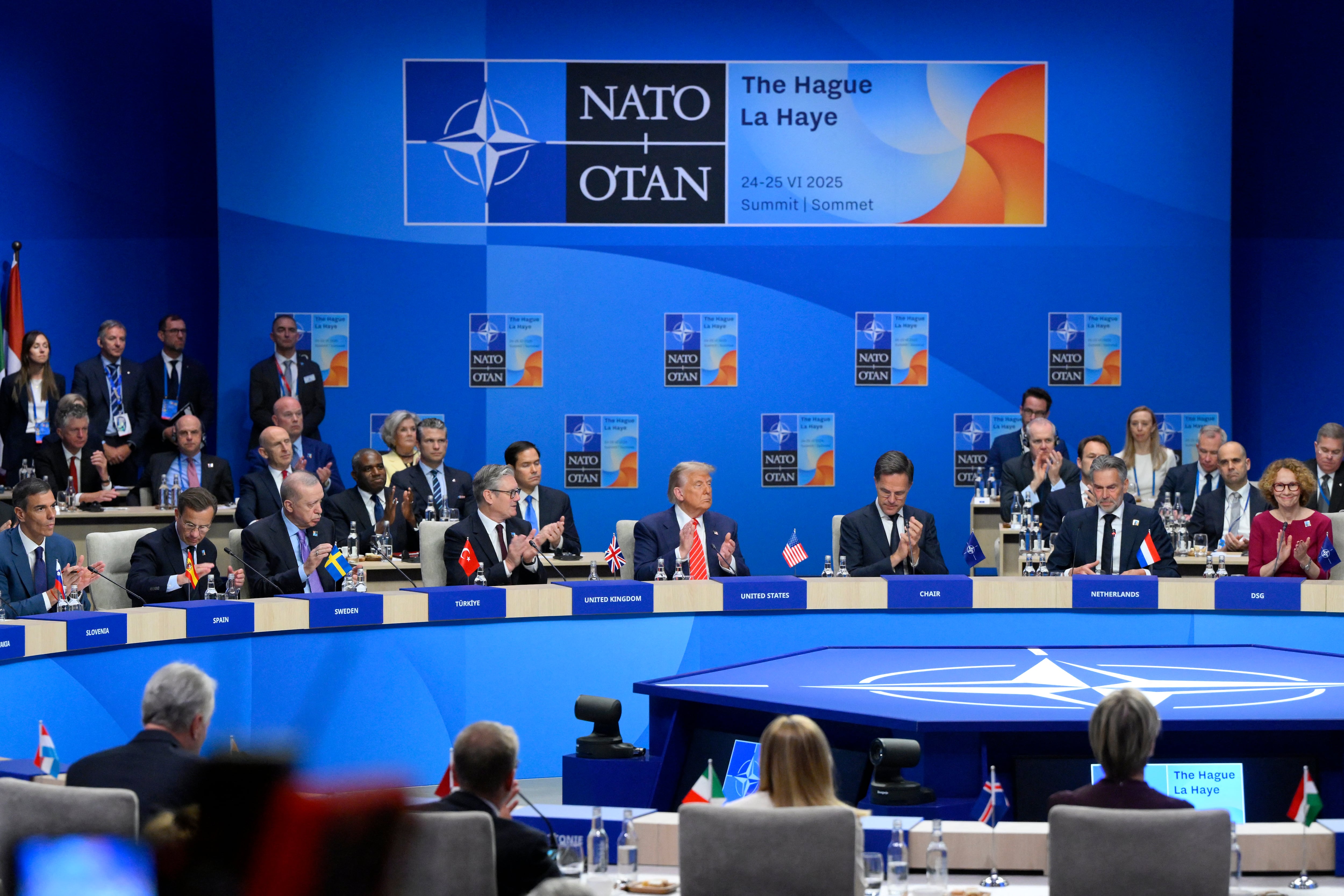 Sesión plenaria de la cumbre de jefes de Estado y de Gobierno de la Organización del Tratado del Atlántico Norte (OTAN) en La Haya, el 25 de junio de 2025. Foto: Archivo