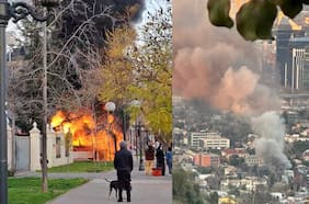 Bomberos combaten incendio que afecta a bus de RED en Providencia