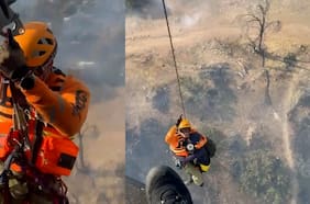 Así fue el asombroso rescate aéreo de mujer atrapada en pleno incendio en San Carlos de Apoquindo