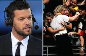 La reacción de Michael Ballack a la eufórica celebración de Sebastián Beccacece en la victoria de Ecuador ante Alemania