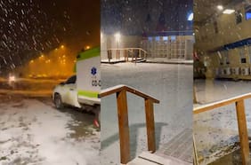 Captan intensa caída de nieve en una mina al interior de la Región de Tarapacá