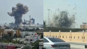 El momento exacto en que un misil iraní impacta base estadounidense en Bahréin