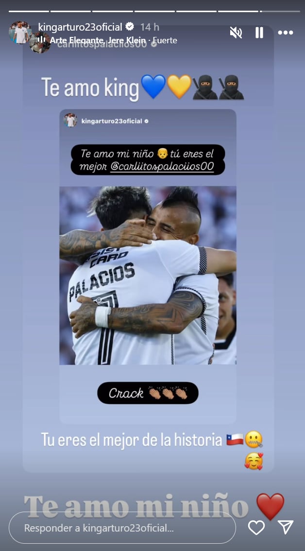 Arturo Vidal envió un sentido mensaje para Carlos Palacios. Foto: @kingarturo23oficial (Instagram stories).