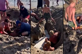 Hacían un castillo de arena y casi termina en tragedia: dos niños quedaron atrapados en la orilla de la playa