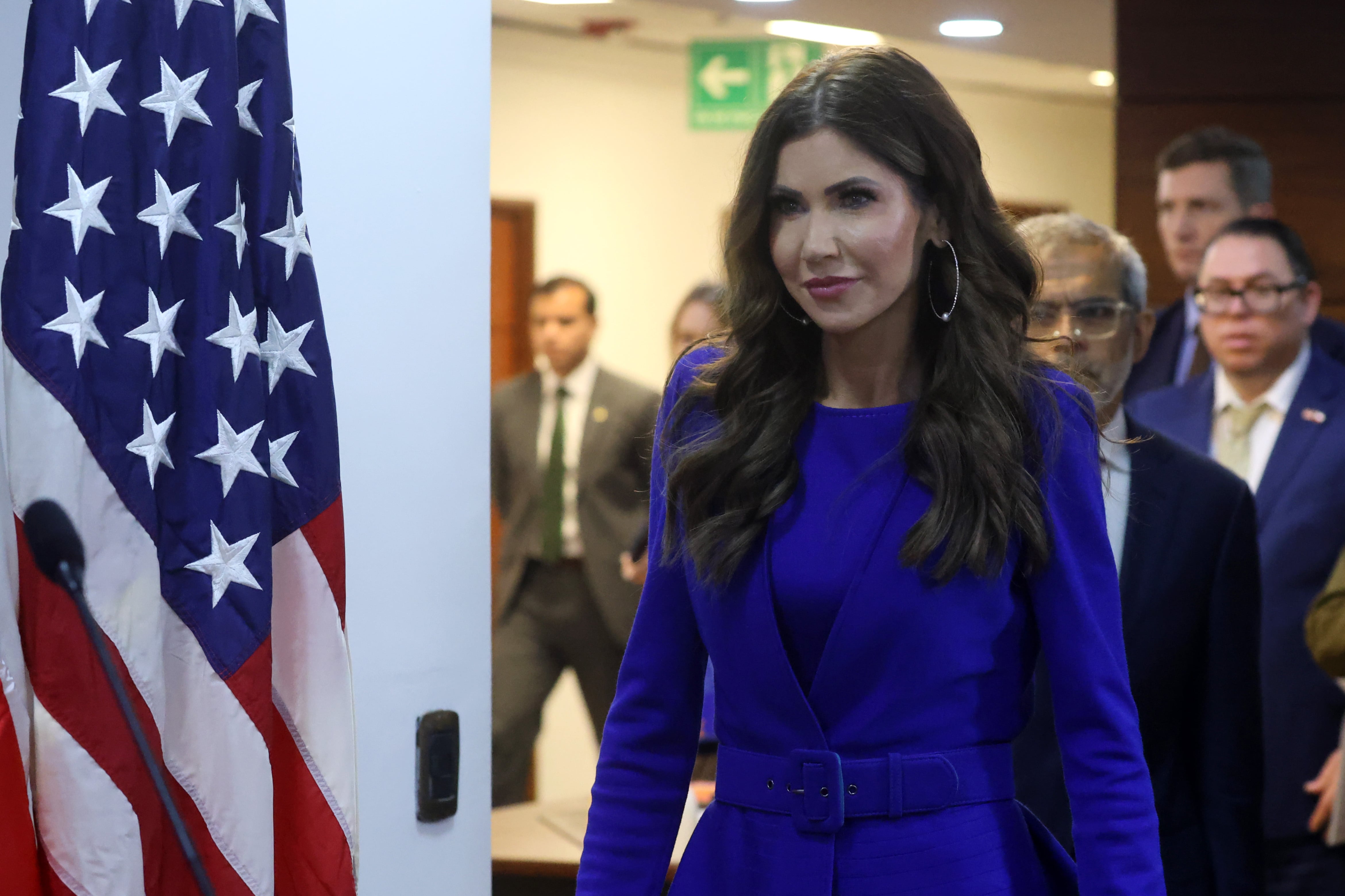 El ministro de Seguridad Publica, Luis Cordero, junto a la secretaria de Seguridad Nacional de los Estados Unidos, Kristi Noem, sostiene reunion ampliada junto a autoridades que integran las delegaciones de ambos paises.
Jonnathan Oyarzun/Aton Chile