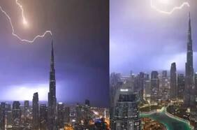 Rayo impacta al Burj Khalifa de Dubai, el edificio más alto del mundo