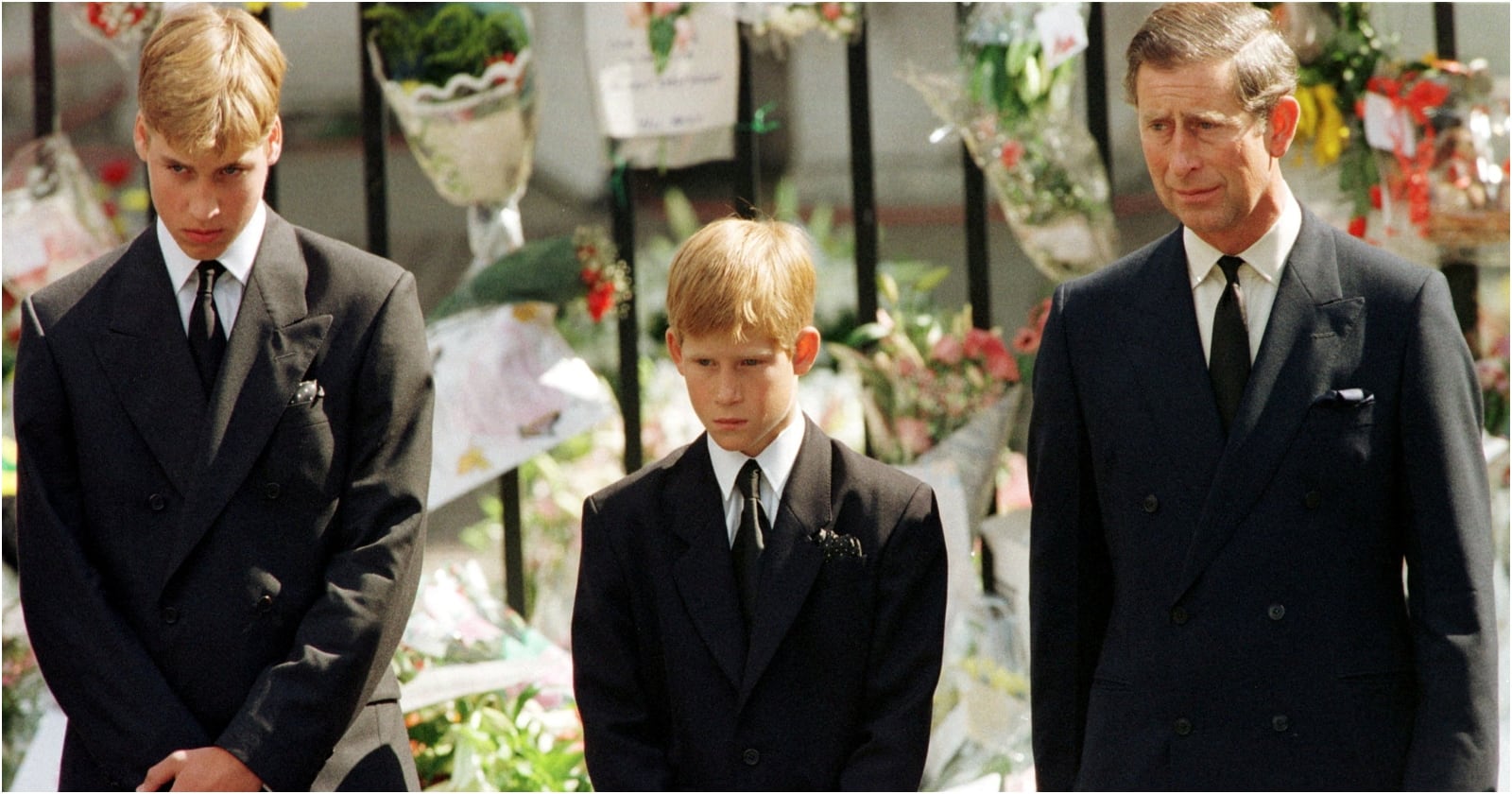 Guillermo, Harry y Carlos en el funeral de Diana. Foto: Archivo