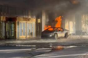 Captan momento de explosión de Tesla Cybertruck en frontis de hotel de Trump: Musk lo atribuye a “un acto de terrorismo”