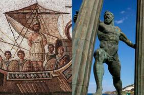 Columna de Joaquín Trujillo: Hércules, Ulises y Aristóteles