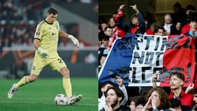 Pifias, insultos y banderas en su contra: el hostil recibimiento al Dibu Martínez en Francia