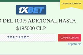 Código promocional 1xbet Chile TERCEBET: ¡100% adicional hasta $195000 CLP!