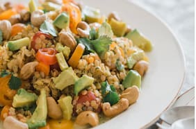 Una fácil ensalada de lentejas rojas