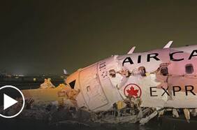 Así fue el choque del avión de Air Canada con un carro de bomberos en aeropuerto de Nueva York