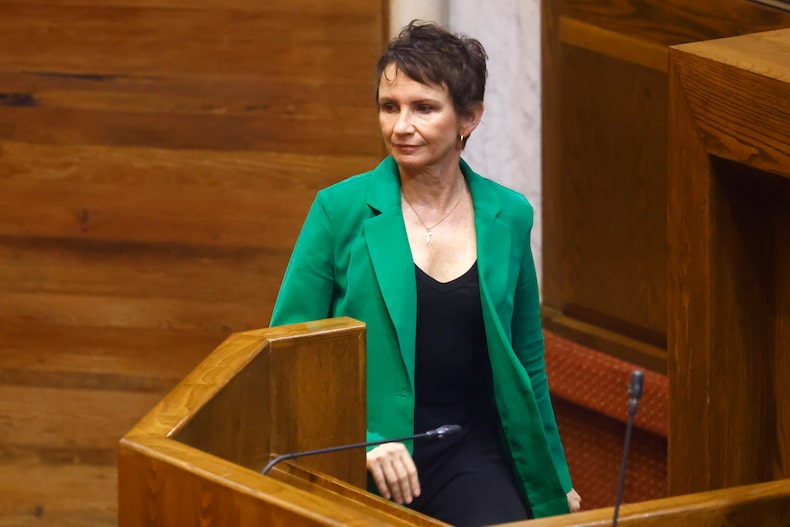 La ministra del Interior, Carolina Tohá, en la sesión de la Cámara de Diputados en que se discutió el proyecto que crea el Ministerio de Seguridad.