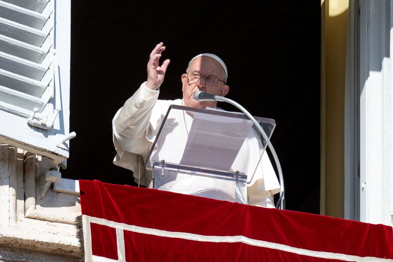 Pope Francis leads the Angelus prayer at the Vatican