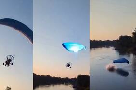 Parapentista chocó contra cables eléctricos y cayó al río: salió ileso