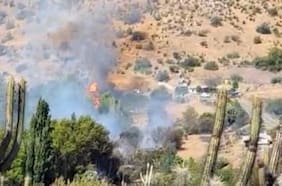 Declaran alerta roja por incendio forestal en Combarbalá: fuego amenaza a viviendas cercanas