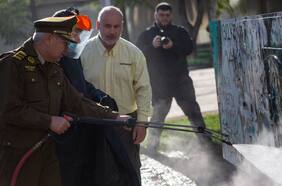 General Yáñez encabeza limpieza de monumento a los mártires de Carabineros