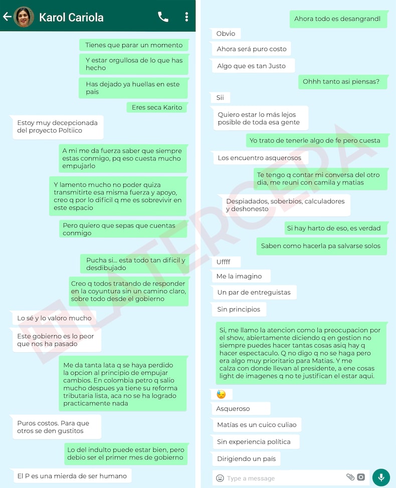 Chats de Cariola y Hassler.