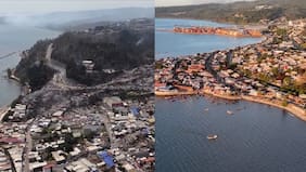 Dron muestra el antes y el después tras los megaincendios en Penco