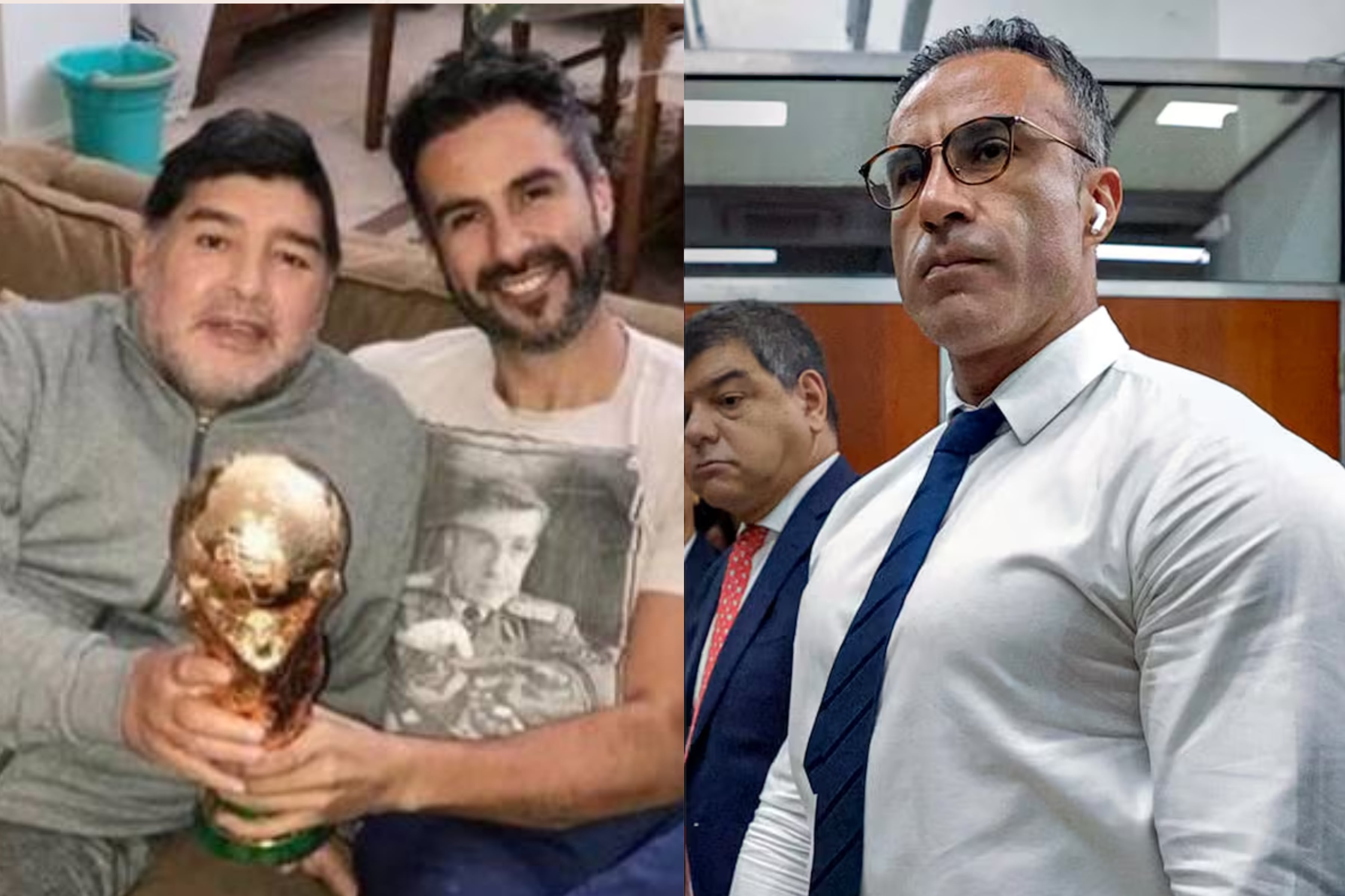 Luque junto a Maradona.