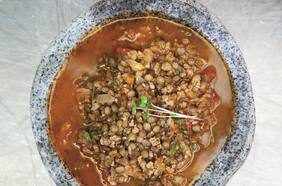 Lentejas con carne de soya