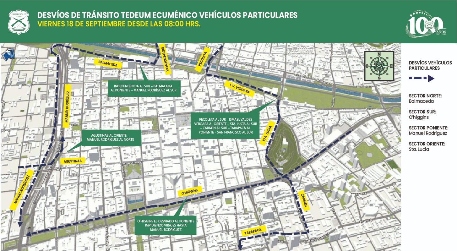Te Deum Ecuménico: estos son los cortes y desvíos de tránsito en el centro de Santiago