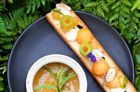 Sopa de melón y pastis