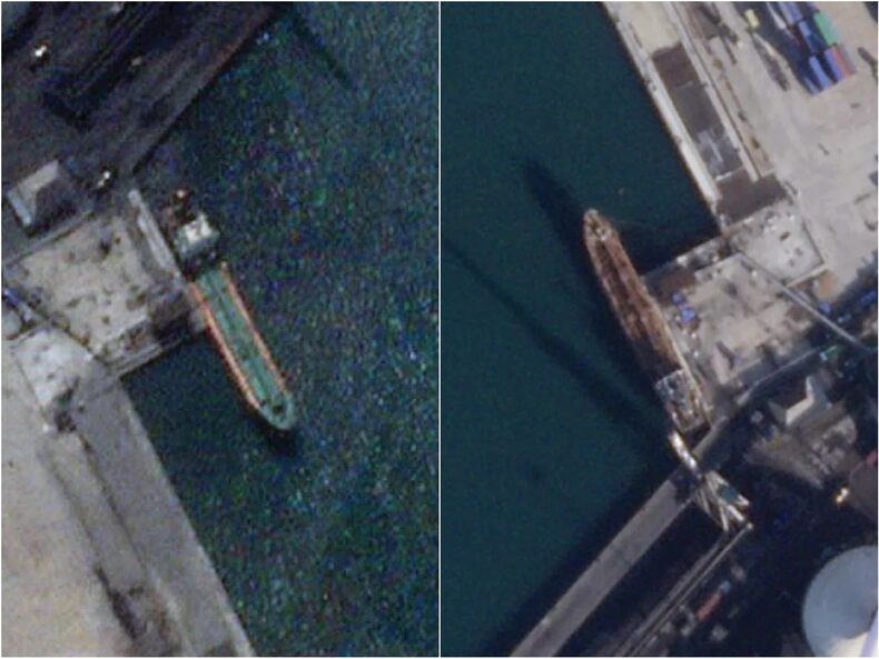 Satellite images show Russia delivering thousands of barrels of oil to North Korea.