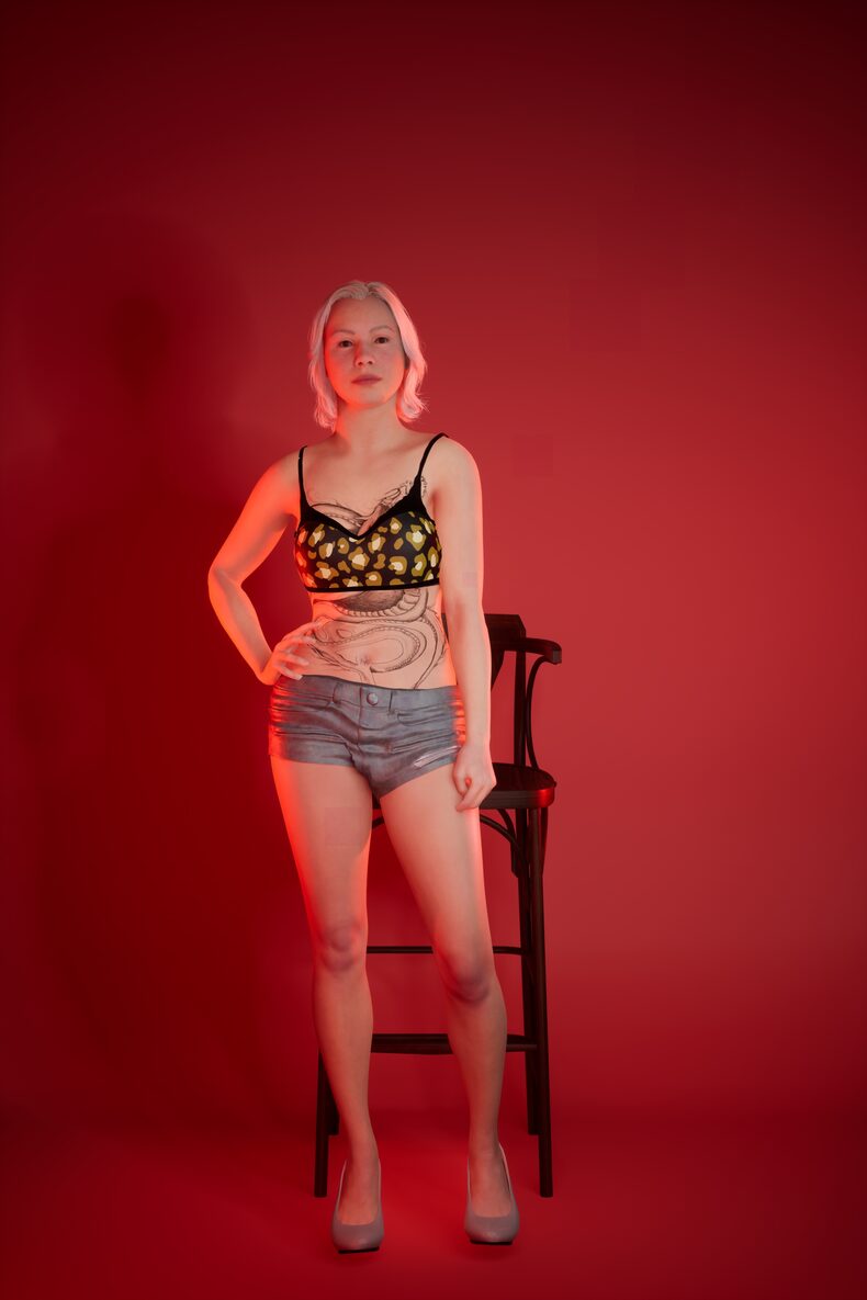 The hologram of a sex worker who seeks to solve her brutal murder