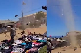 Impresionante remolino sorprendió a vendedores en Viña del Mar