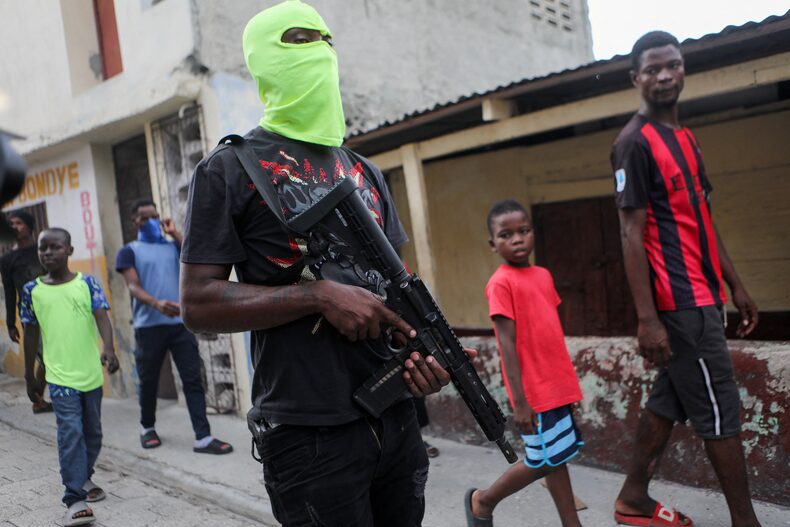 Jimmy "Barbecue" Cherizier leads a march against Prime Minister Ariel Henry, in Port-au-Prince