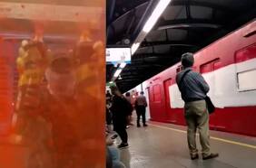 Más de 40 encapuchados vandalizaron un tren del metro en San Joaquín