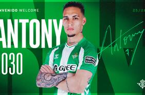 El mayor precio en la era de Manuel Pellegrini: Betis anuncia la llegada del brasileño Antony