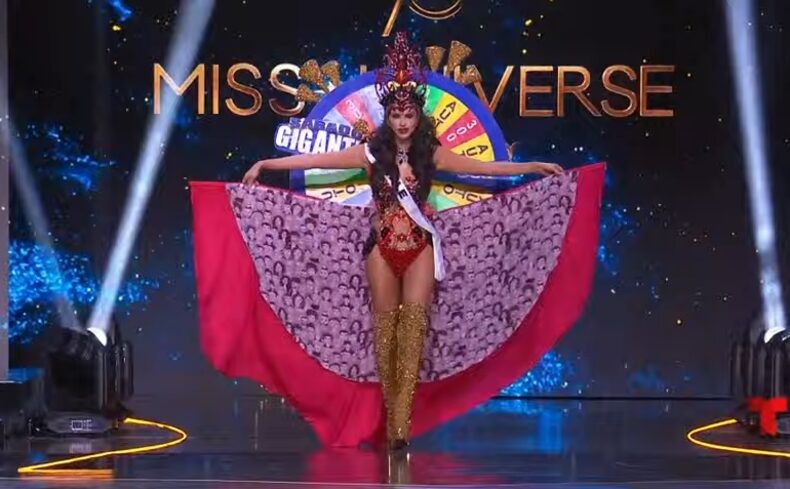 Emilia Dides in typical Miss Universe dress