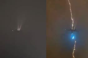 Impactante registro de un avión alcanzado por un rayo en Canadá