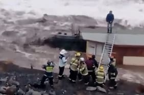 Así fue el rescate de una persona del torrentoso caudal del río Aconcagua en Los Andes
