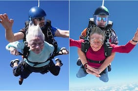 La asombrosa historia de las mujeres de 104 y 84 años que buscan romper récords en paracaidismo